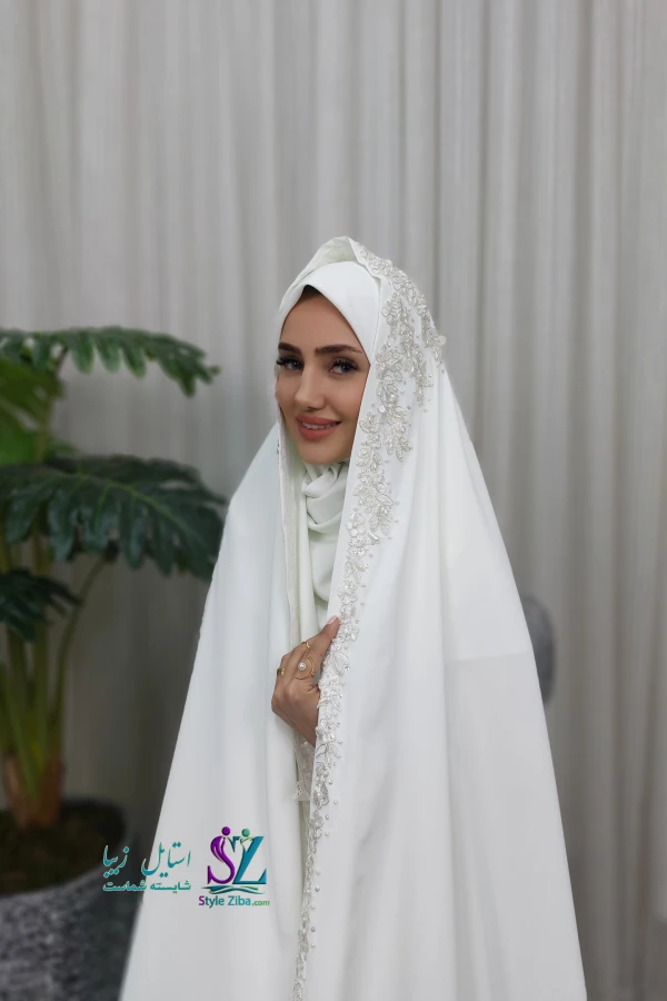 چادر عروس سفید ارغوان