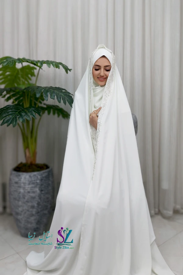 چادر عروس سفید ارغوان