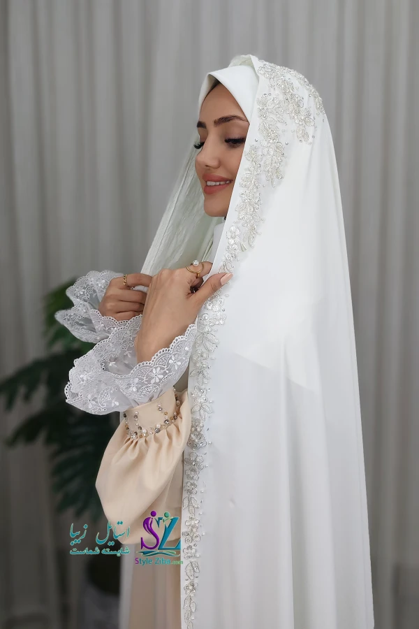 چادر عروس سفید ارغوان