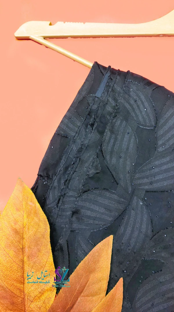 شال حریر مشکی نگین دار تمنا