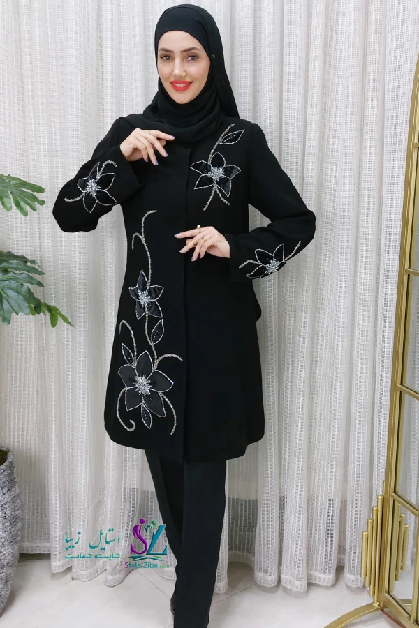 مانتو مجلسی مشکی سودابه (طرح 1)