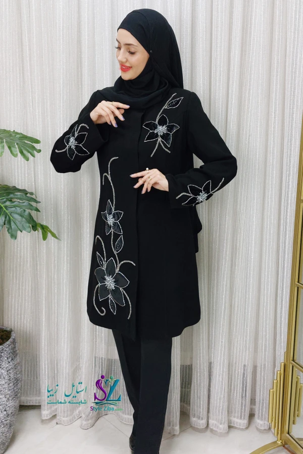 مانتو مجلسی مشکی سودابه (طرح 1)