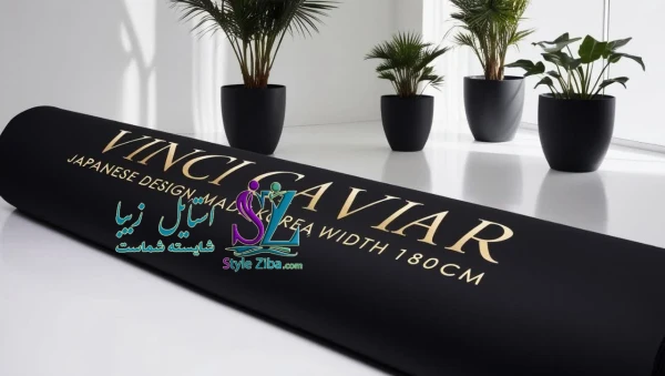 پارچه خاویاری وینچی طرح ژاپنی لب ترکی کره ای کدAعرض 180cm