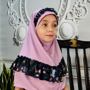 مقنعه چین دار بچگانه ژورژت یاسی(طرح 1)