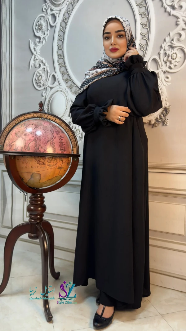 عبا زنانه کدB ابروبادی شکیبا(مشکی)