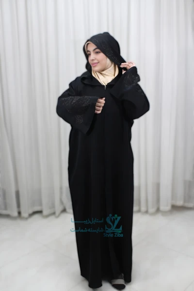 چادر عربی نگین دار کلاهدار