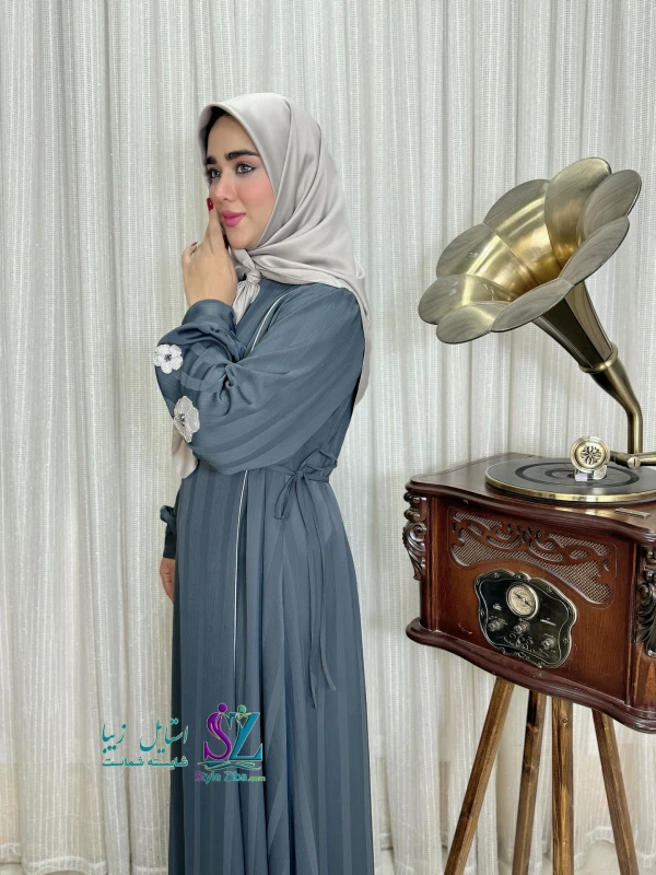 عبا زنانه کریشه لاینی نغمه(طوسی-خاکستری)