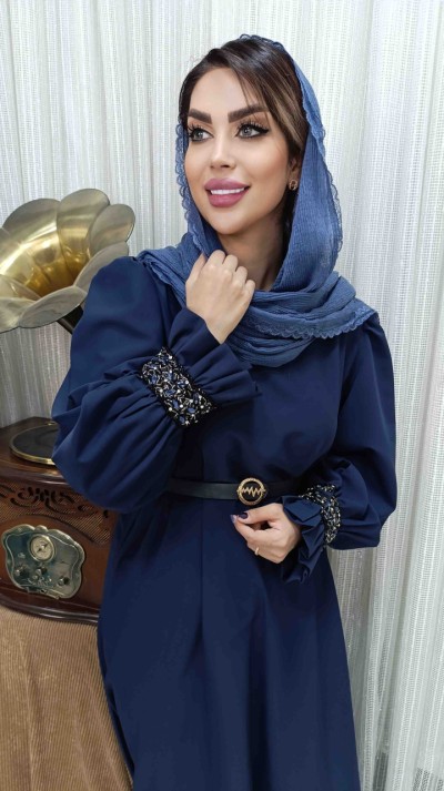 مانتو عبایی با پارچه الیزه جواهر دوزی