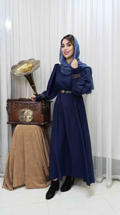 مانتو عبایی با پارچه الیزه جواهر دوزی