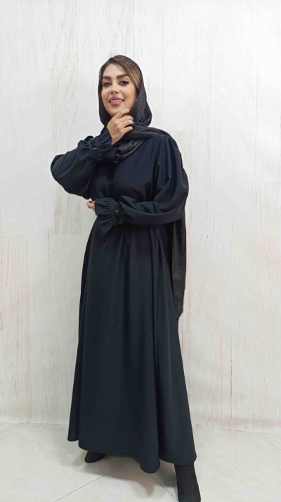 مانتو عبایی با پارچه الیزه جواهر دوزی