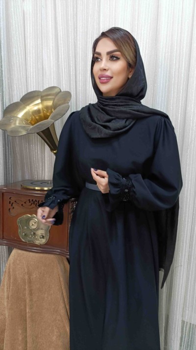 مانتو عبایی با پارچه الیزه جواهر دوزی