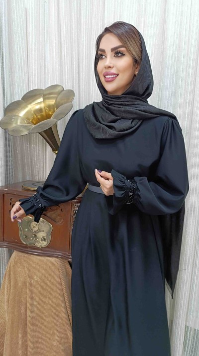 مانتو عبایی با پارچه الیزه جواهر دوزی