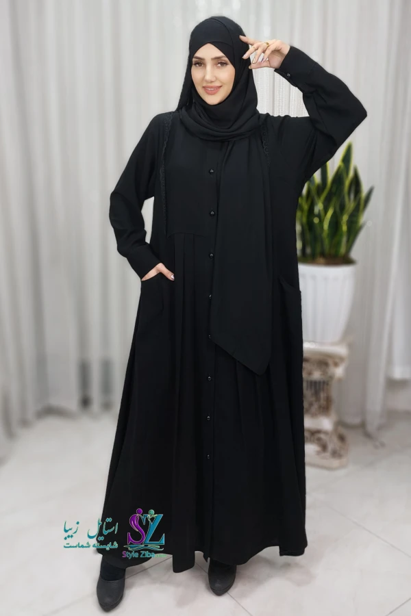 مانتو عبایی زنانه مشکی مه نگار