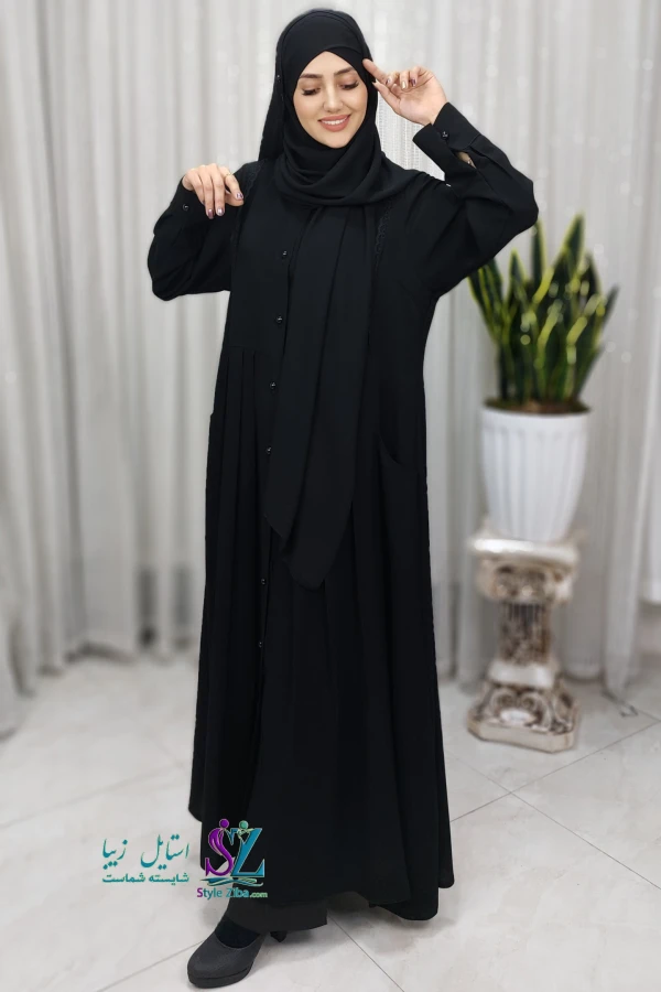 مانتو عبایی زنانه مشکی مه نگار