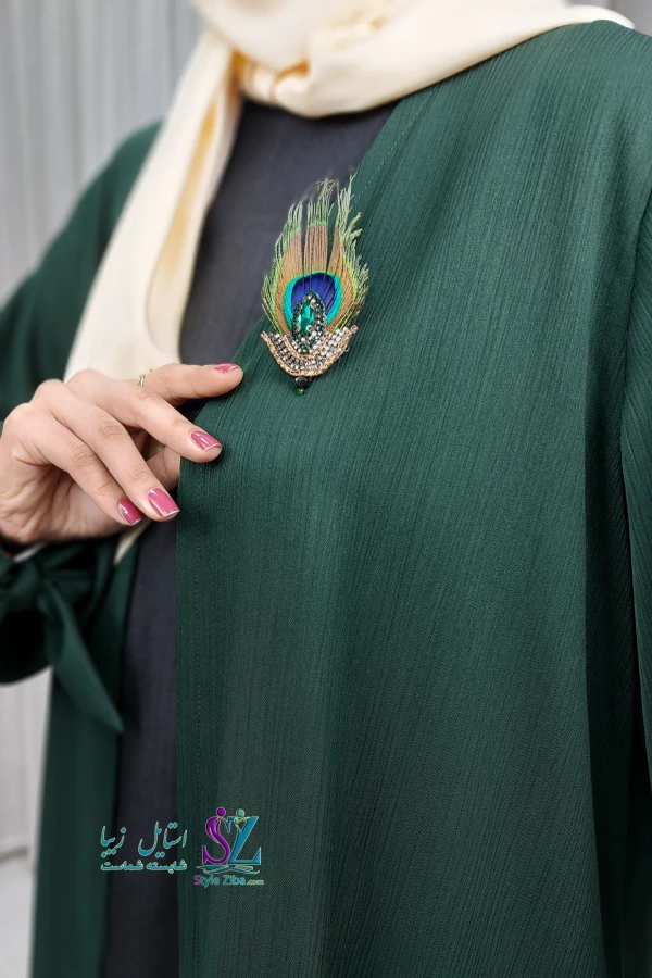 عبا زنانه آنا طرح 2 (سبز زمردی)