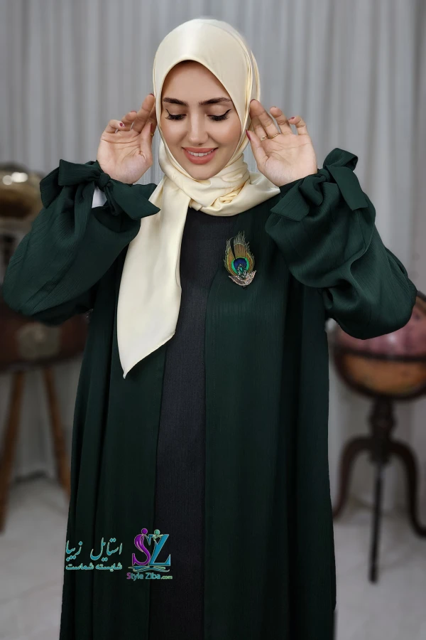 عبا زنانه آنا طرح 2 (سبز زمردی)