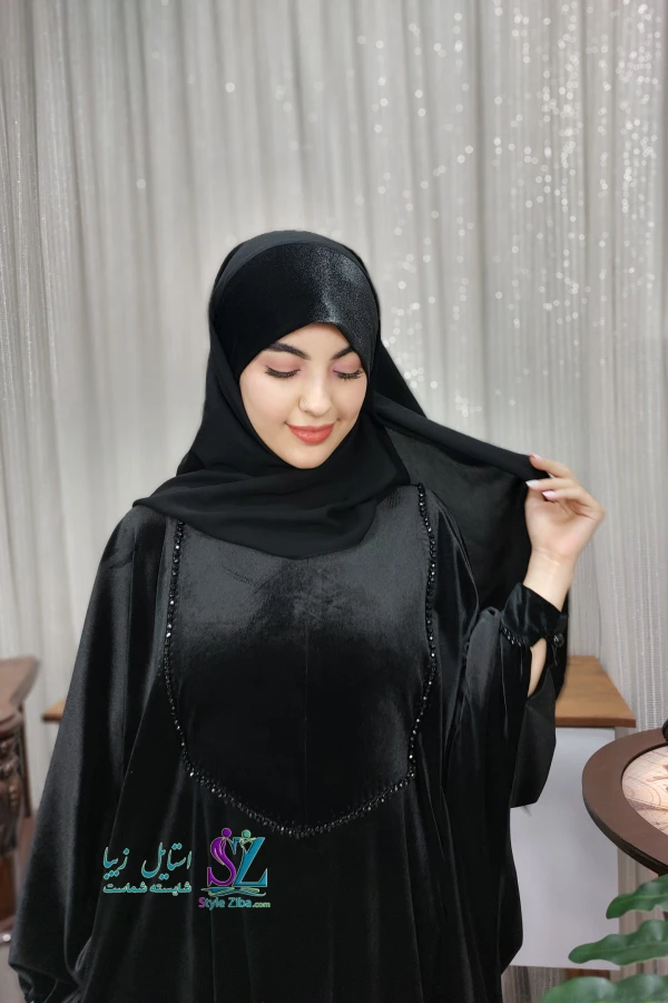 مانتو عبایی مخمل مجلسی روژین