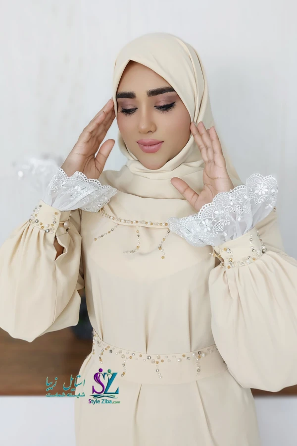 روسری مجلسی عروس رستا (کرم)