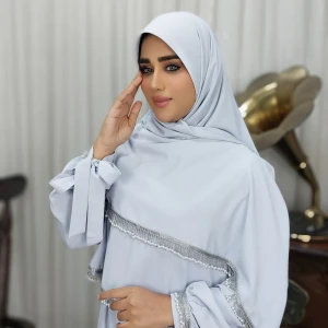 روسری مجلسی مرواریدی مهوا (آبی فیلی)