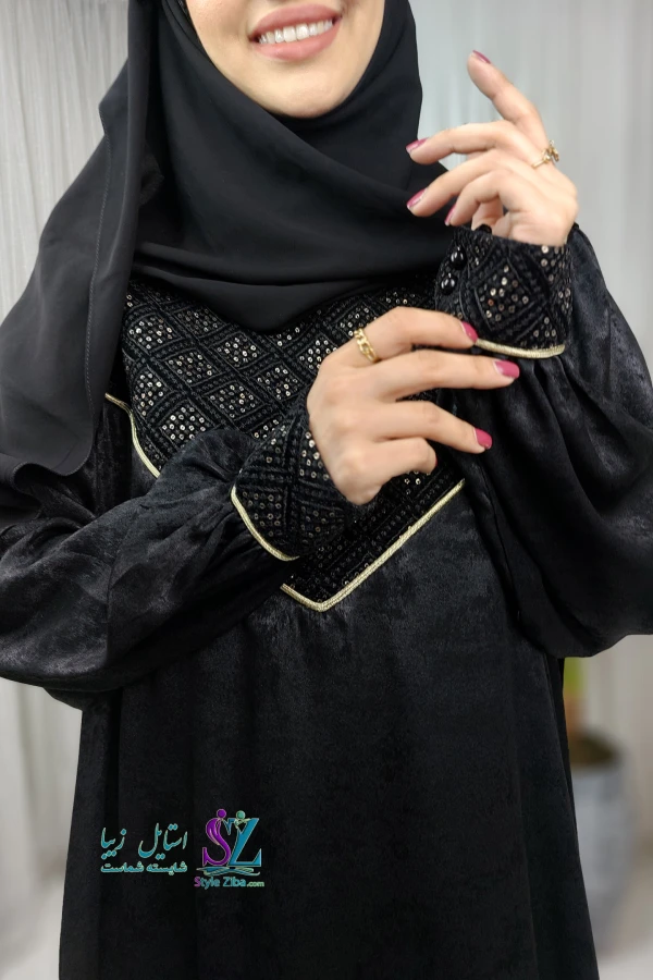 مانتو عبایی سوزن دوزی مینا