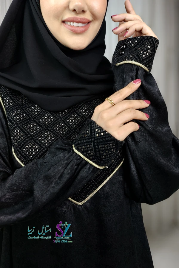 مانتو عبایی سوزن دوزی مینا