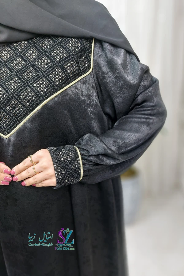 مانتو عبایی سوزن دوزی مینا