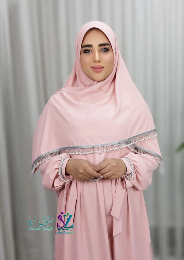 روسری  مجلسی مرواریدی مهوا (گلبهی)