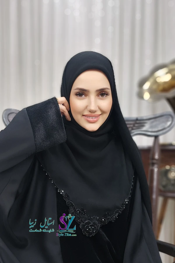 روسری کار شده مشکی پناه