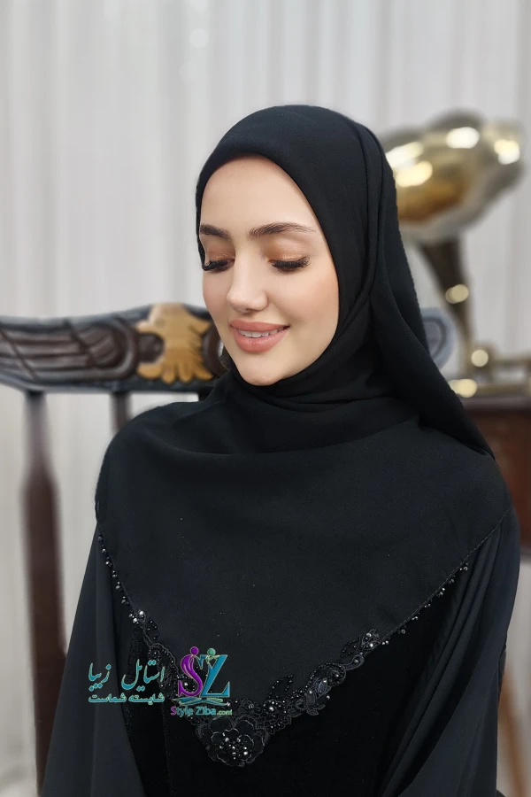 روسری کار شده مشکی پناه