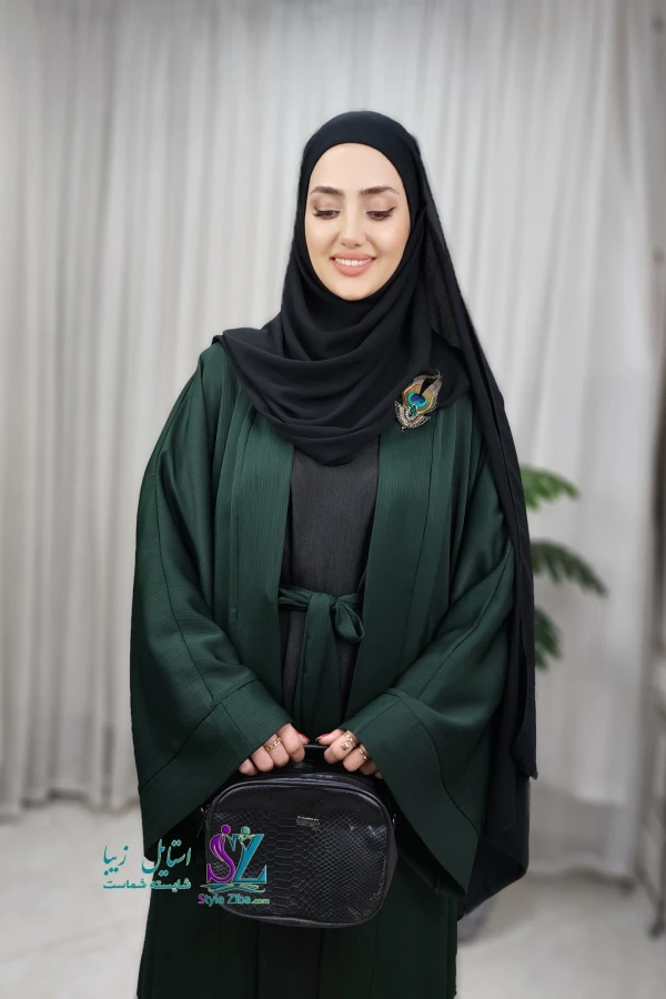عبا زنانه آنا طرح 1 (سبز زمردی)