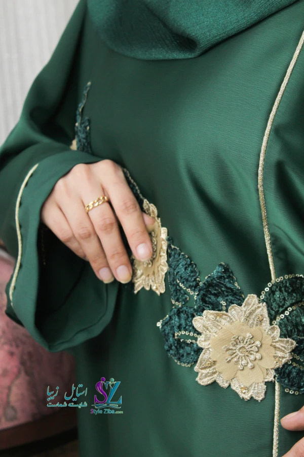 عبا زنانه گلدوزی ماهور (سبز)