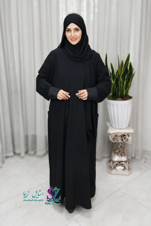 مانتو عبایی جیب دار غنچه