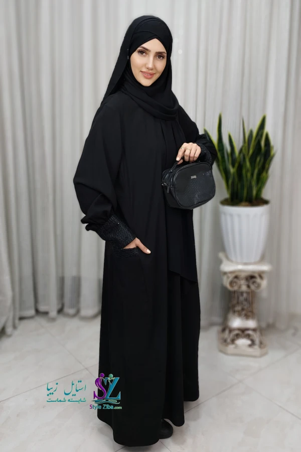 مانتو عبایی جیب دار غنچه