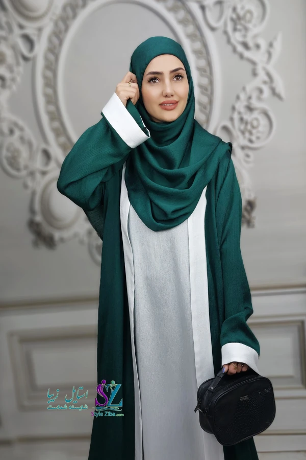 مانتو عبایی جلو باز دنیا (سبز)