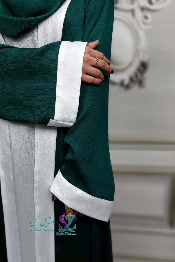 مانتو عبایی جلو باز دنیا (سبز)