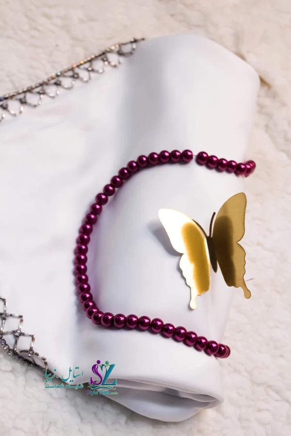 روسری کار شده مدیسا (سفید)