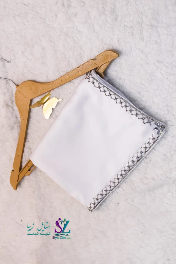 روسری کار شده مدیسا (سفید)