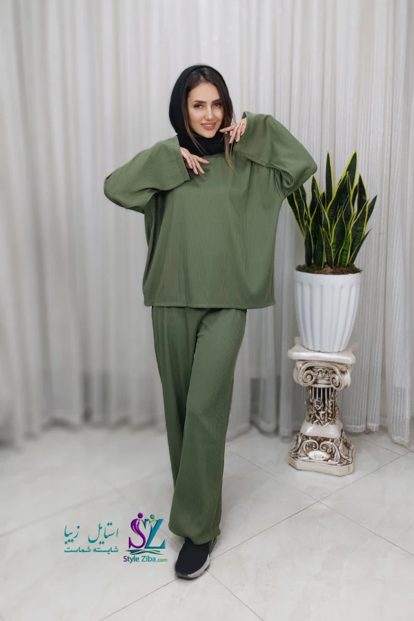 ست بلوز و شلوار زنانه  فیتیله ای سدری