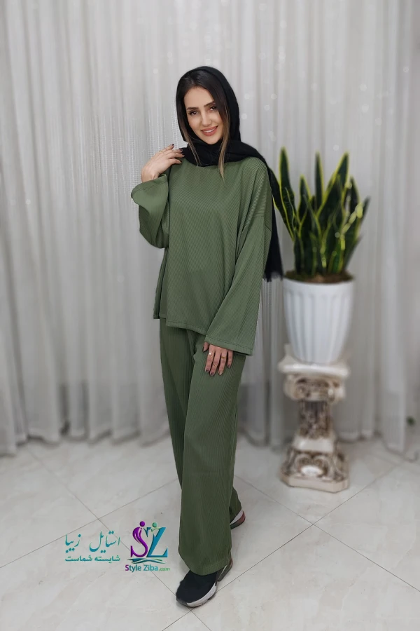 ست بلوز و شلوار زنانه  فیتیله ای سدری