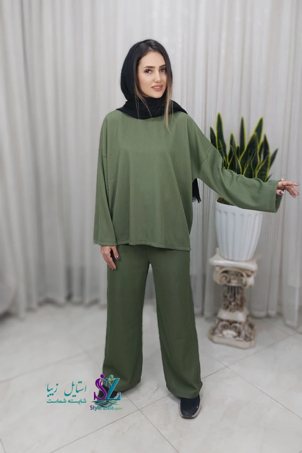ست بلوز و شلوار زنانه  فیتیله ای سدری