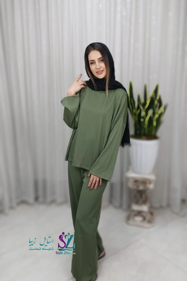 ست بلوز و شلوار زنانه  فیتیله ای سدری