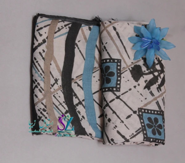 شال نخی طرح دار روشنک (کد 05)