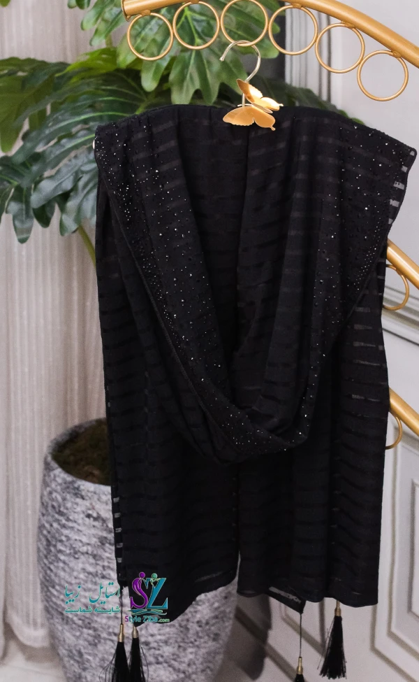 شال مجلسی مشکی پینار