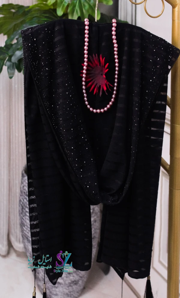 شال مجلسی مشکی پینار