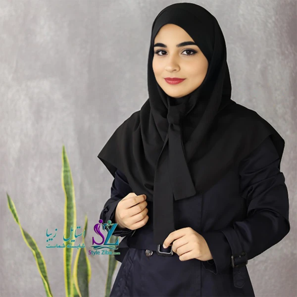 مقنعه مشکی دانشجویی قواره 90 نخی