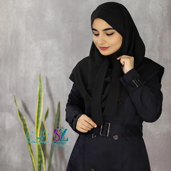 مقنعه مشکی دانشجویی قواره 90 نخی