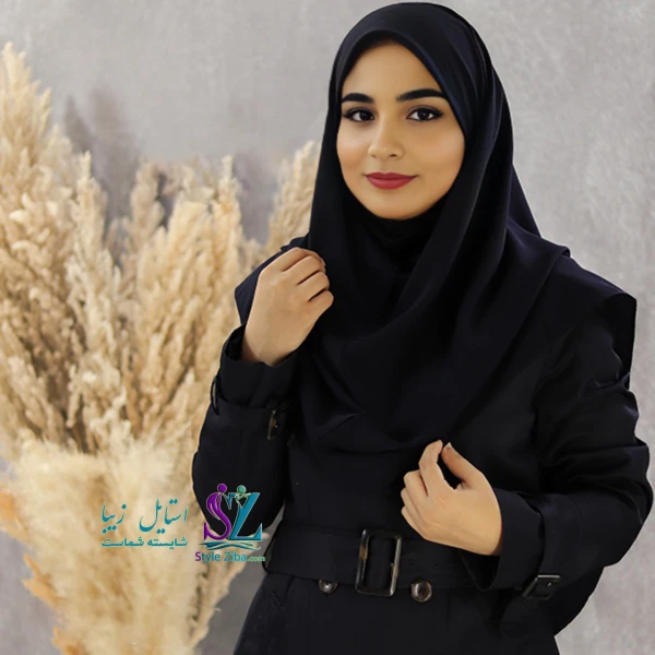 مقنعه ساده قواره 90 سرمه ای کرپ ch