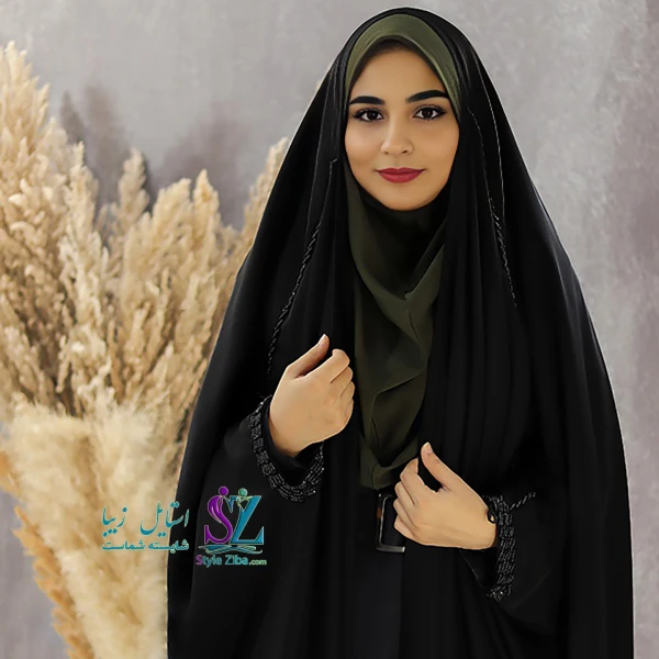 مقنعه ساده قواره 90 سبز حرمی کرپ ch