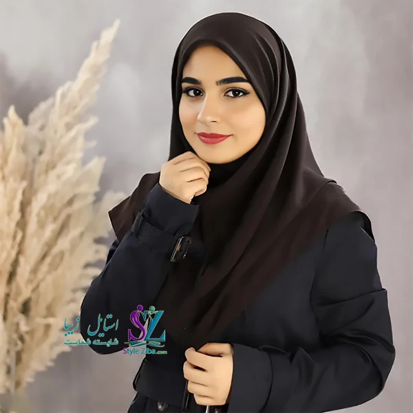 مقنعه ساده قواره 90 قهوه ای کرپ ch