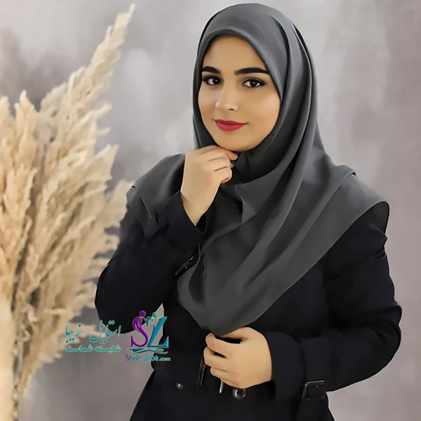 مقنعه ساده قواره 90 نوک مدادی کرپ CH